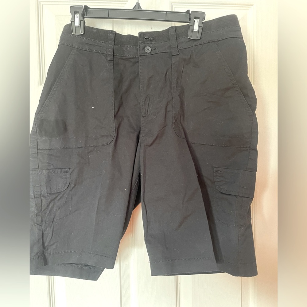 Lee Cargo Shorts womens elastic waist size 14 black